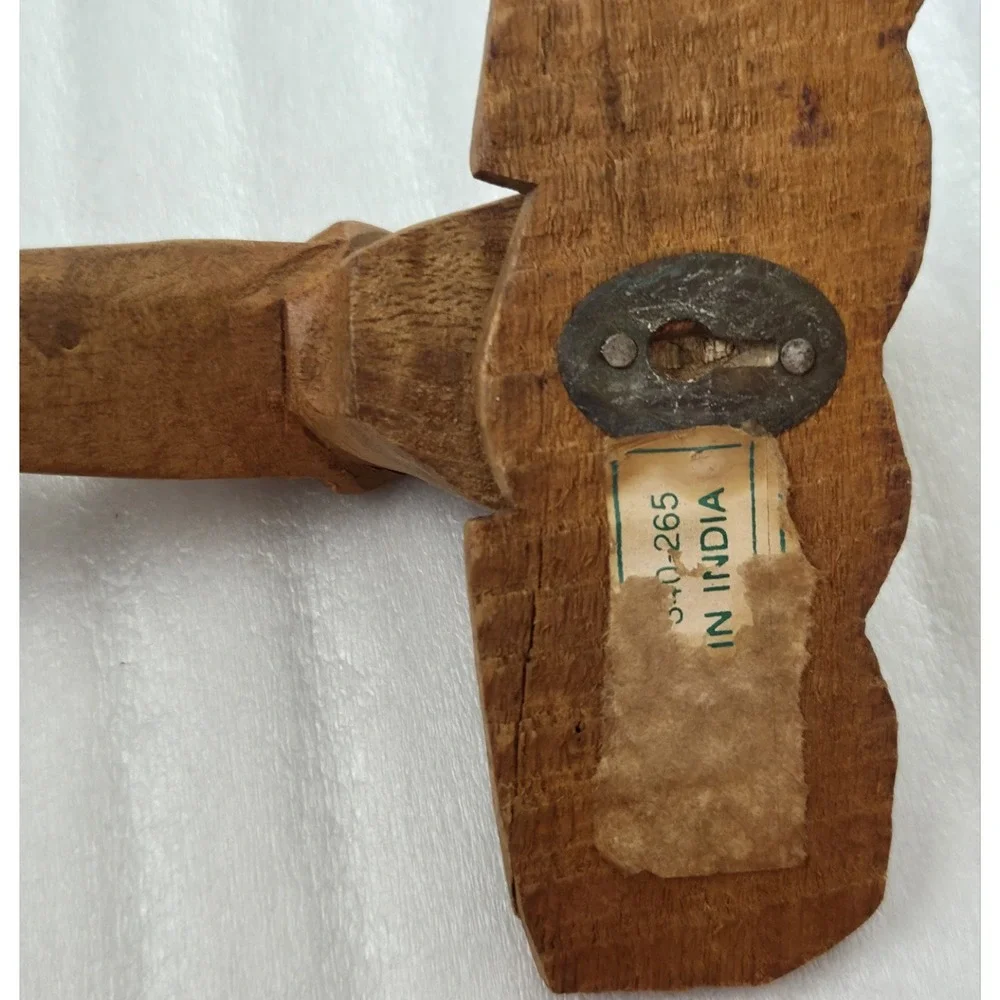 Vintage‎ Carved Wooden Elephant Head Wall Hook Decor Ears Wall Handmade